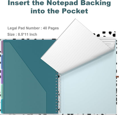 Hongri Clipboard Folio with Refillable Lined Notepad, 8.5 x 11 Folders with Storage 10 Pockets, Spiral Portfolio, Size 12.8X 9.7 in, Office & School Supplies, Skeleton