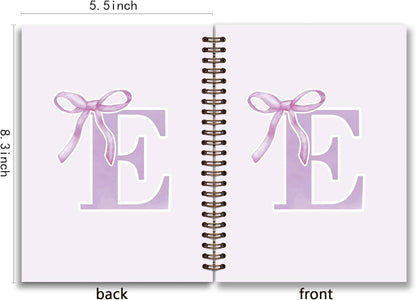 Blue Bow Journal Notebook for Girls,Initial H Journals Personalized Diary Gifts for Teen Girl Kids,Monogrammed Gifts for Women,Trendy Coquette Cute Hardcover Spiral Notebook 5.5 x 8.3 - Colors A