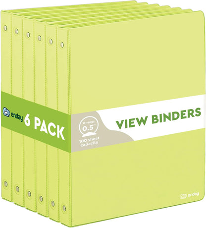 Enday 1 Inch Binder (6 Pack - Grey) 3 Ring Binder 1 inch with Clear View Cover and 2 Inside Pocket - for Letter Size 8.5 x 11'' Paper, Ideal for School Supplies, Office, and Home