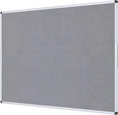 VIZ-PRO Large Fabric Bulletin Board/Foldable Notice Board Felt Gray, 60 X 48 Inches, Silver Aluminium Frame