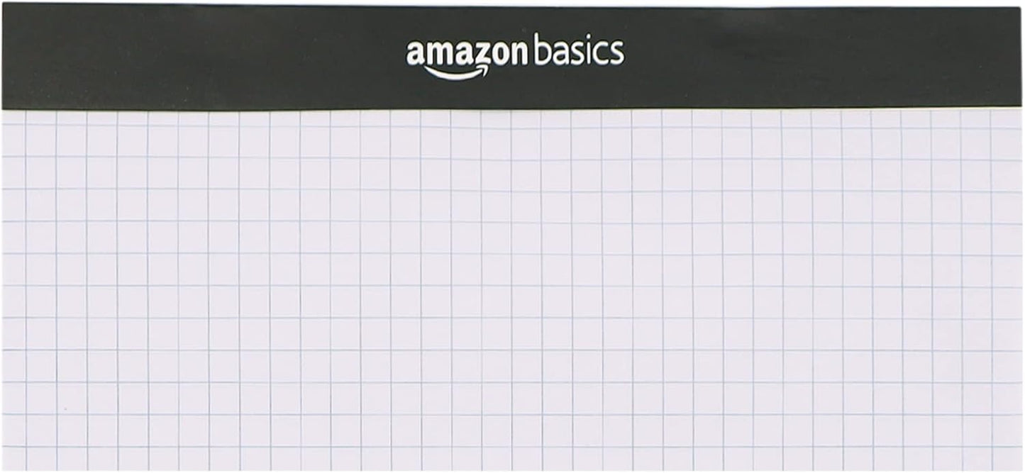 Amazon Basics Quad-Ruled Graph Paper Pad with Sturdy Back, Perforated, 8.5" x 11.75", White, 100 Sheets/Pad, 2-Pack