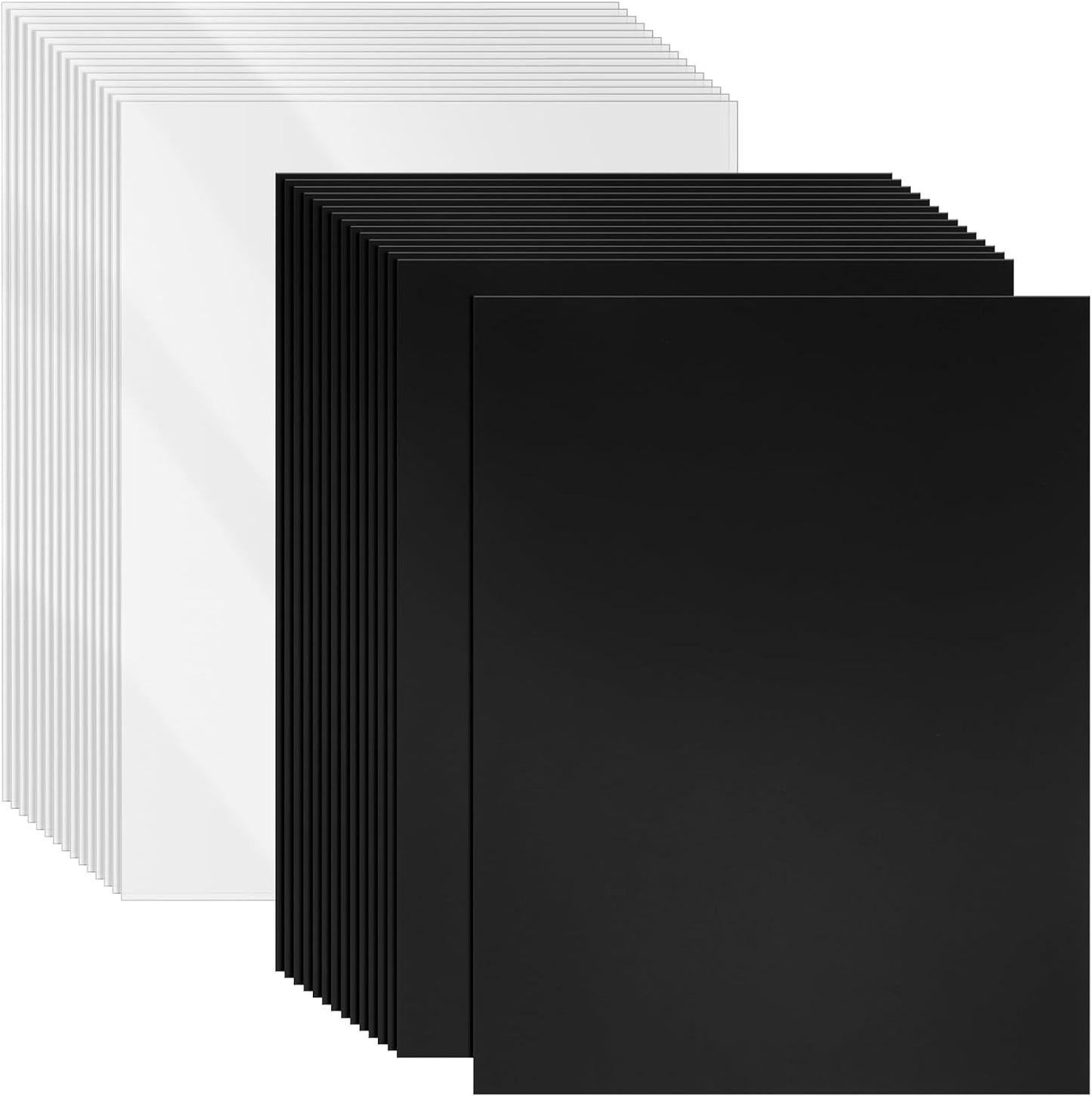 VOKOY 60 Pack 8.5x11 Inches Binding Covers and Backs Set, Letter Size Quality Un-Punched Report Covers, 30 Pcs 10mil Clear Binding Covers 30 Pcs 12mil Black Plastic Covers for Home Office School