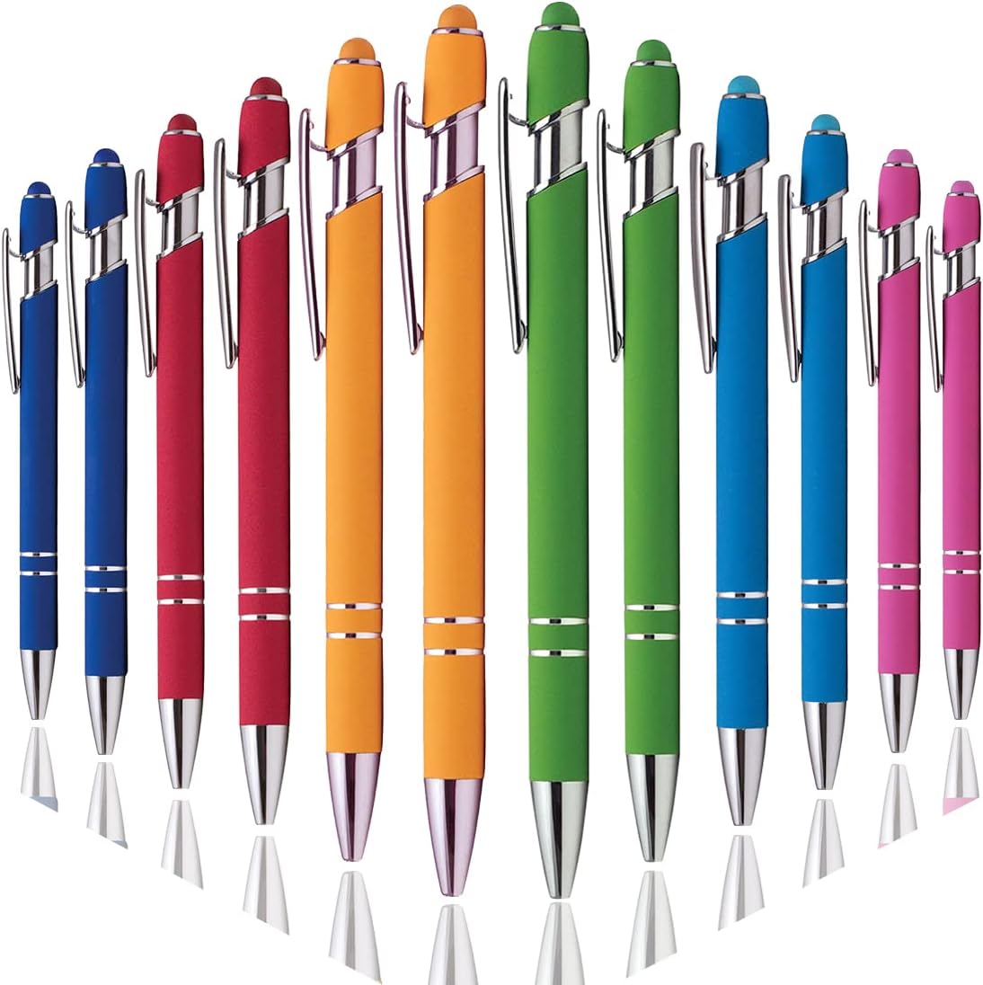 Oddmoal Ballpoint Pen with Stylus Tip, Soft Touch Click Metal Pen, 1.0mm Medium Point, Black Ink, 12 Count(Black)
