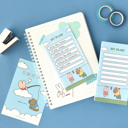 Monolike Memopad Memories design B SET - 4 Packs, 4 Different Designs, 100 Sheets Per Pad, Total 400 Sheets, Note pads, Writing pads, 3.15 x 4.17 Inches