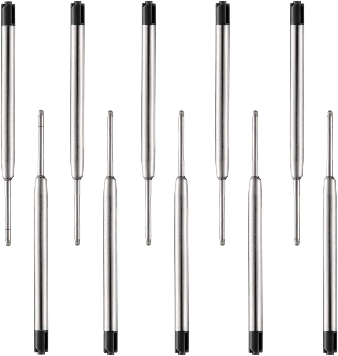 Obacle Ballpoint Pen Refills Black, 1.0mm Medium Point Smooth Writing for Ballpoint Pens, Black Ink, 3.85inch (9.8cm), 10 Pack (Black)