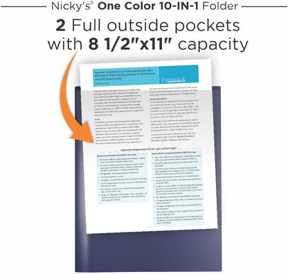 Nicky's® Multi Pocket Organizer, 10 or 14 Page Folder, Water Proof, Patented Tear-Resistant, Flexible Plastic, Proudly Made in USA, Binder Substitute. (10-in-1 Red)