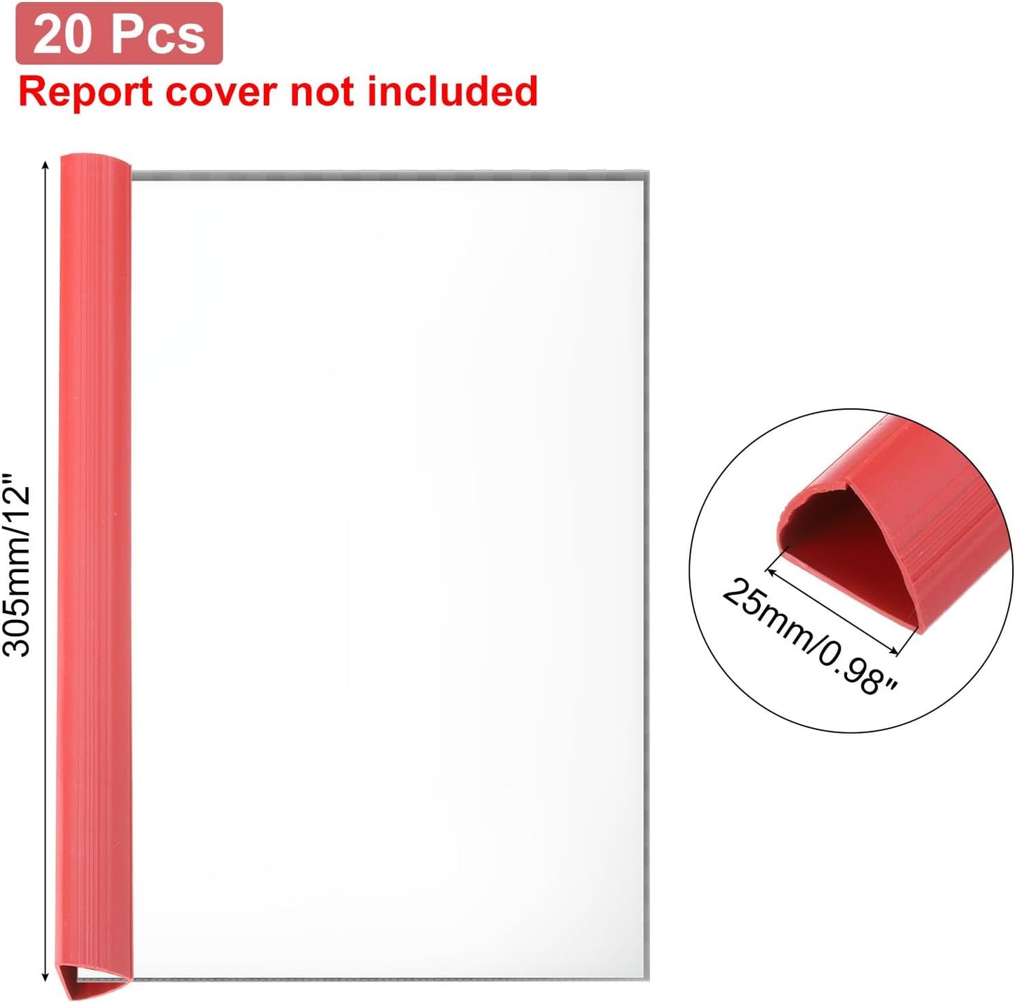 PATIKIL 20Pcs Binding Bars, 25mm Binding Bars Slide Grip 220 Sheets Capacity A4 Size Report Binder Presentation Binder for Report Cover Resume, White