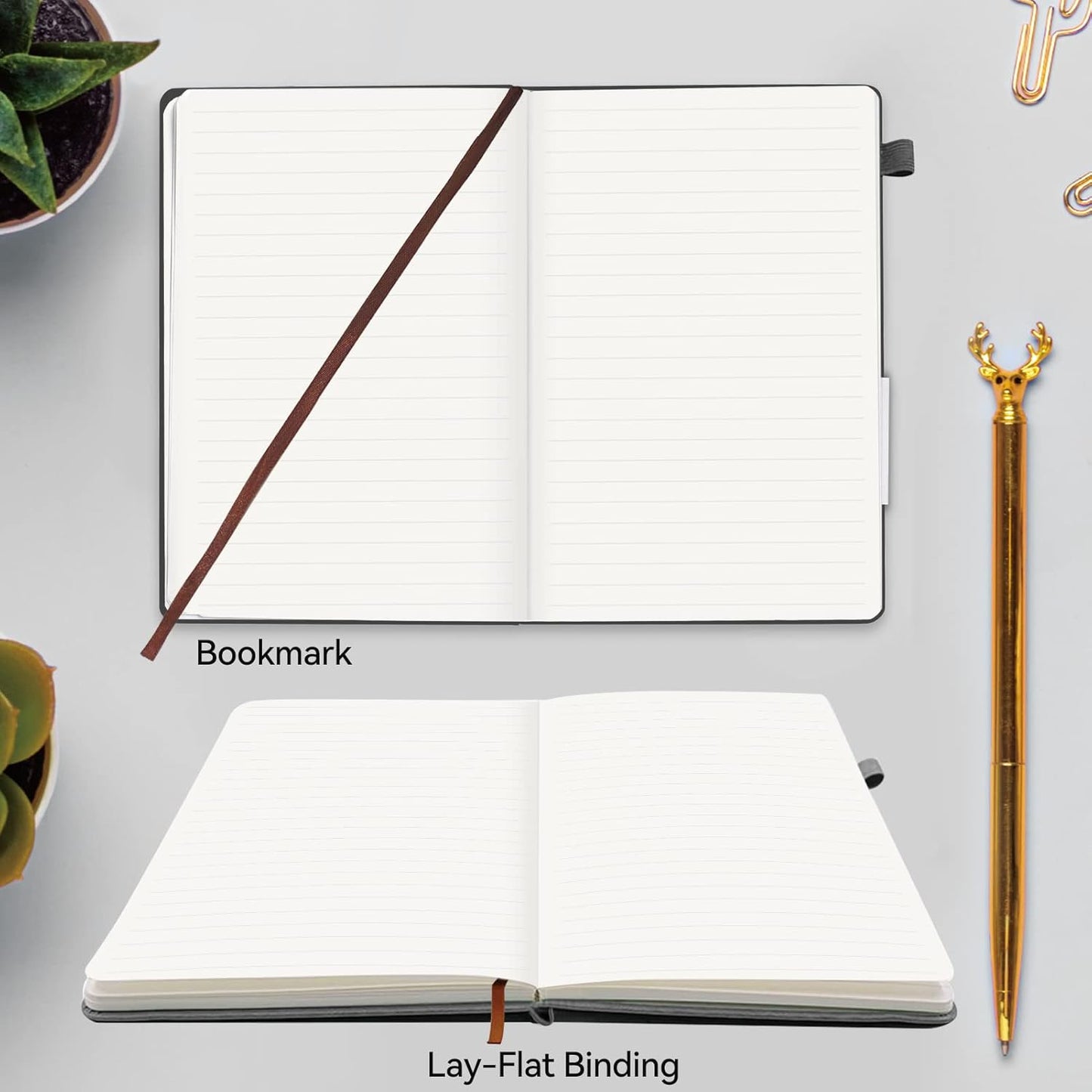 Lined Journal Notebook, 200 Pages, Leather Hardcover Notebooks, A5 College Ruled Thick Classic with Pen Loop Notebook Journals for Writing, for Women Men Office School, 5.75'' X 8.38'', Brown