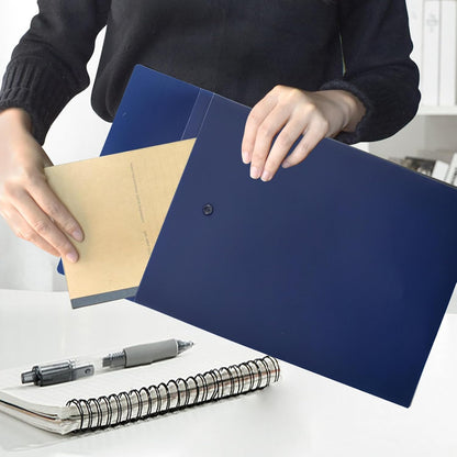 VANRA Vertical File Folders Poly Filing Envelope Plastic Project Folder with Snap Button Closure for A4 Letter Size Paper (Pack of 5, Black)