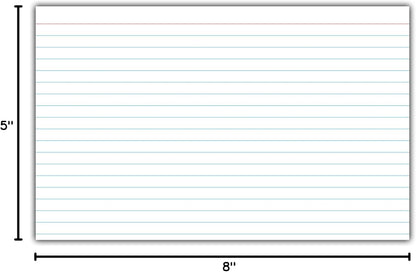 C-Line 5” x 8” Index Cards, White, Ruled, 25/PK (49907)