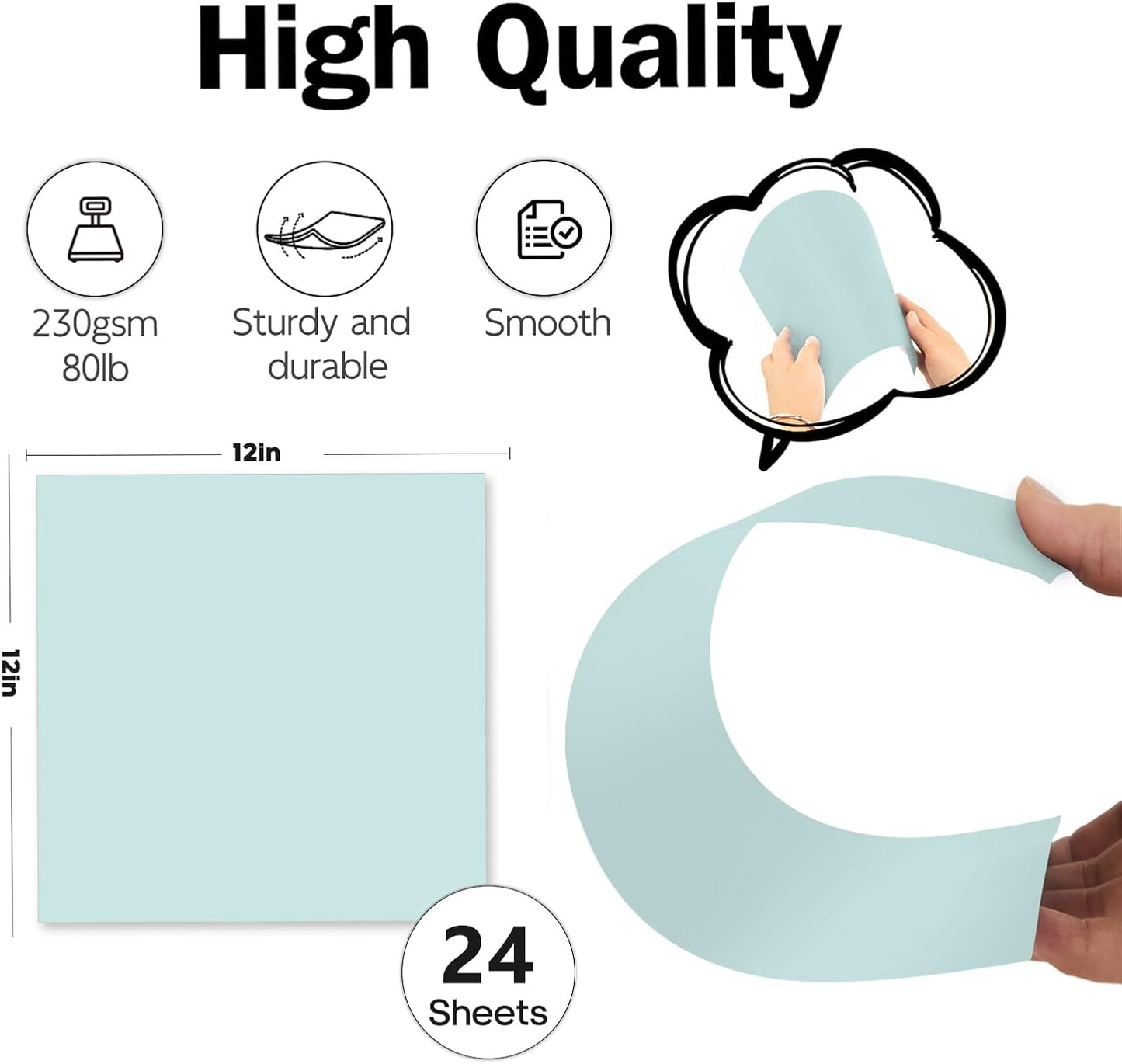 White Cardstock 12x12-24 Sheets Cardstock Paper, Goefun 80lb White Card Stock Paper for Card Making, Cricut, Crafting, Scrapbook, Photo Albums
