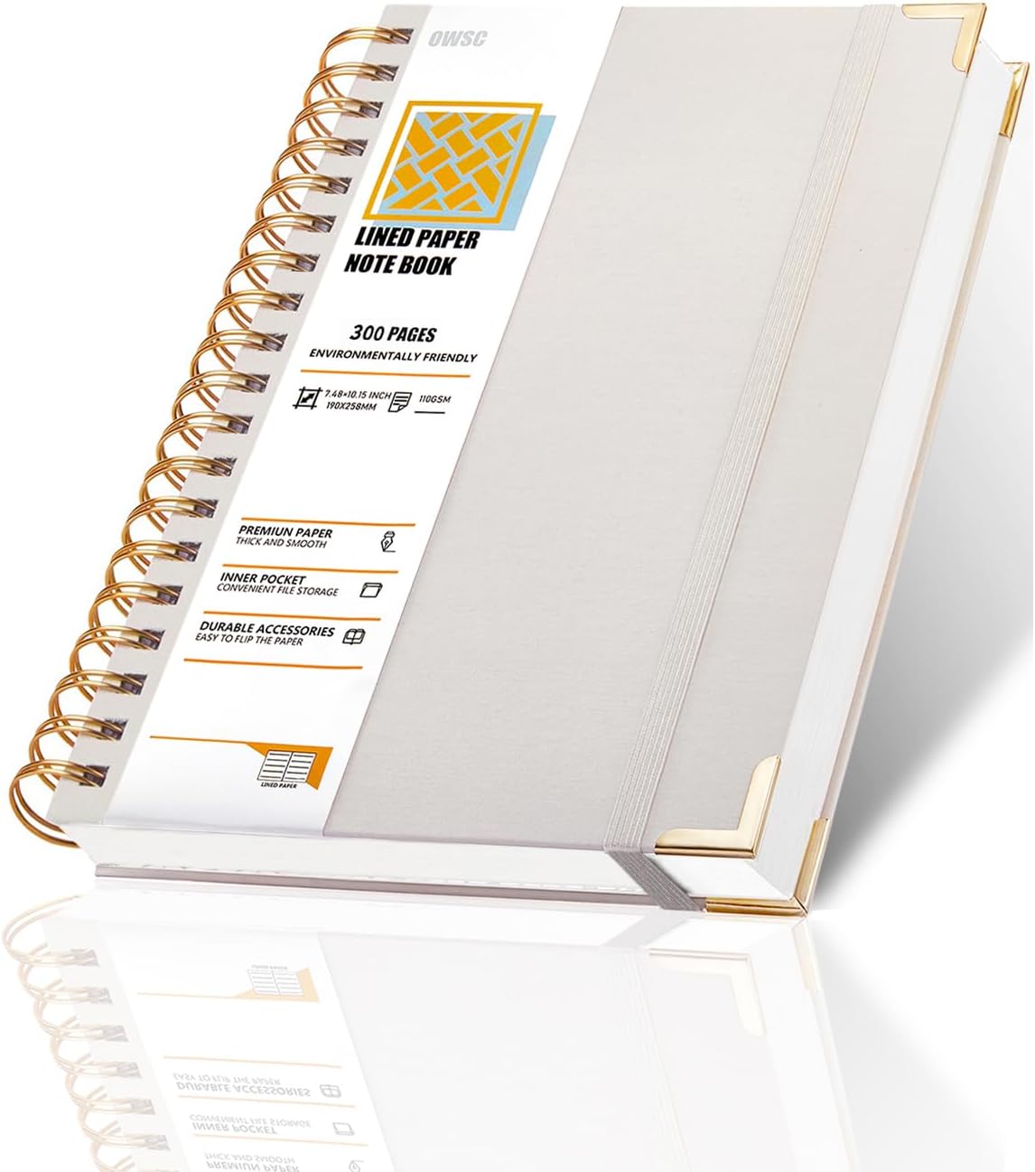 OWSC Lined Spiral Notebook with thick 110 GSM Papers, 320 Pages B5 Size College Ruled Notebook, Hardcover 7.1 x 10 Inches Journal for Women and Men, Notebooks for work, School (2 Pack B5 Grey Green)