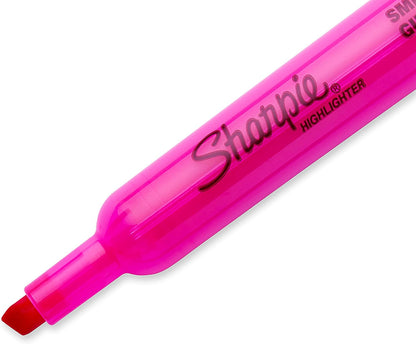 Sharpie Tank Style Highlighters, Chisel Tip, Fluorescent Pink, 12 Count