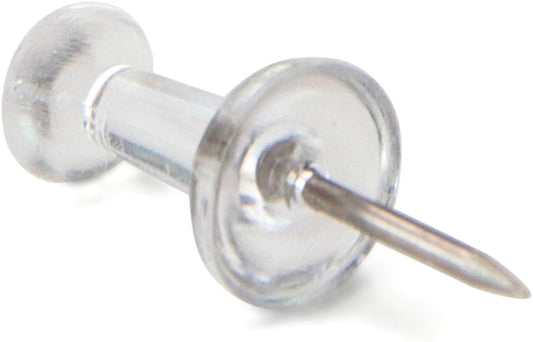 U Brands Push Pins, Clear Plastic Head Thumbtacks, Steel Point, 200-Count
