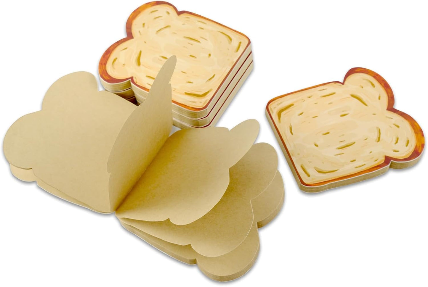 Toast-Shaped Note Pads - 5 Pack Blank Scratch Pads 50 Sheets/Pad Small Notebook for Baking Lovers Cute Note Taking (2-slice toast memo pad)