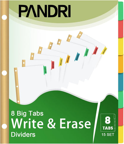 Binder Divider, PANDRI 120 Pack Binder Index White Dividers with 5 Tabs, Letter Size Paper Binder Divider for School Office Home Business