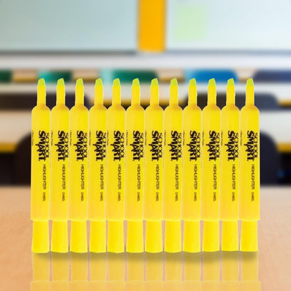 School Smart Tank Style Highlighters, Chisel Tip, Yellow, Pack of 12