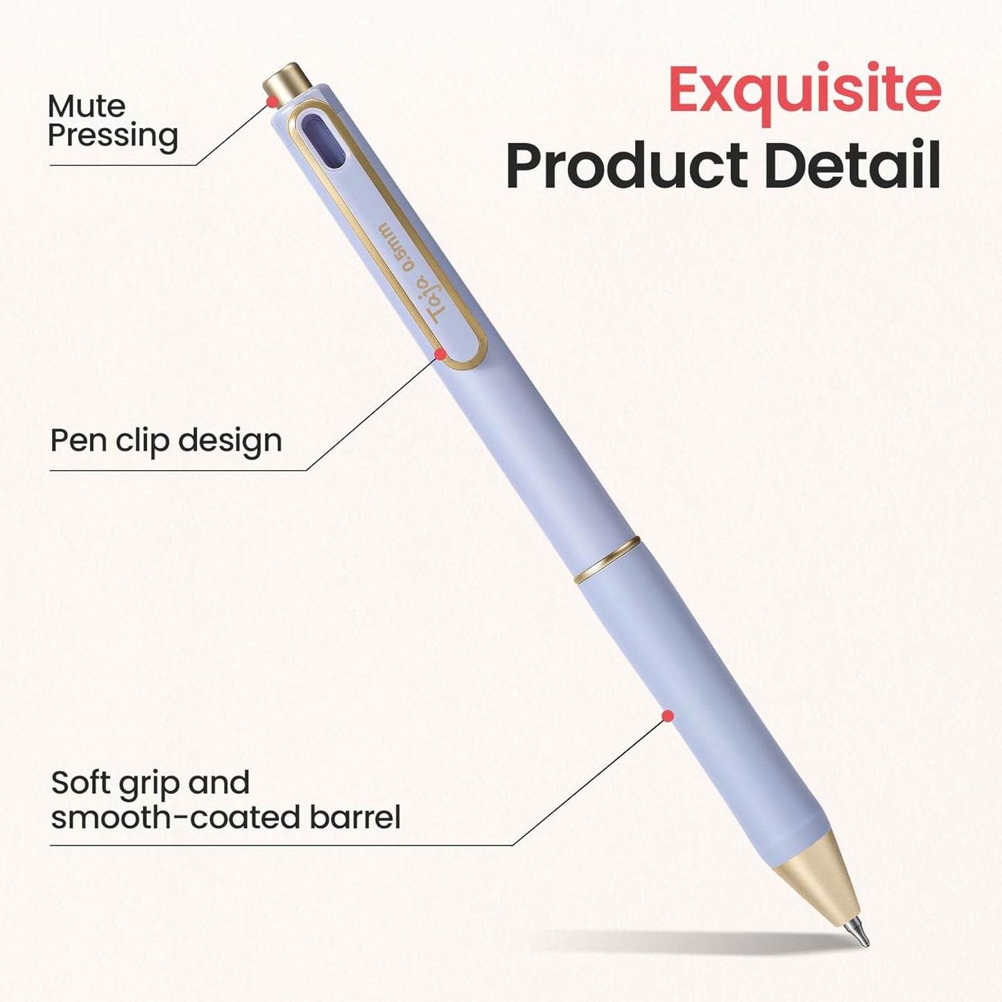Taja Gel Pens, 6 Pcs Quick Dry Black Gel Ink Pens, 0.5mm Fine Point Smooth Writing Pens for Journaling and Note Taking, Cute Aesthetic Pens for Women & Men-Pastel