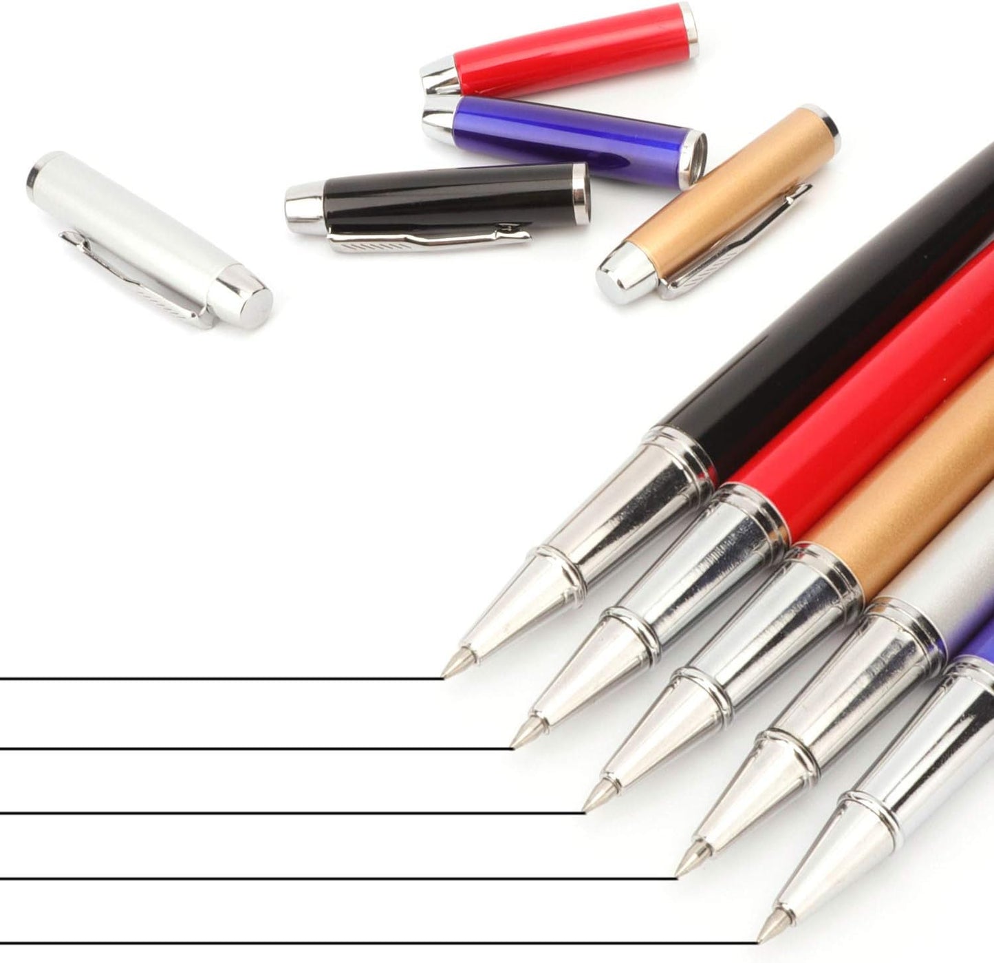8 Pieces Replaceable Ballpoint Pen Refills Work for Most Brands Pens with Smooth Writing,Free-Flowing German Ink with Medium 0.5mm Ballpoint Tip(Black Refills and Length 4.4inch)