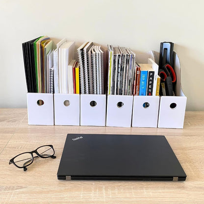Evelots Magazine File Holder - Set of 24 Multi Color - Office Desk Organizer - Sturdy Cardboard - New Upgraded Double Front Panel for More Stability - Full 4 Inch Wide - Easy Assemble