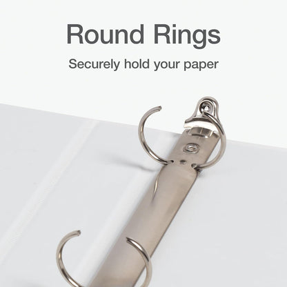 Oxford Ring Binders, 1.5" Round Ring Binders, View Binder, Covers on 3 Sides, XtraLife Hinge, Non-Stick, PVC-Free, White, 350 Sheet Capacity (1002547)