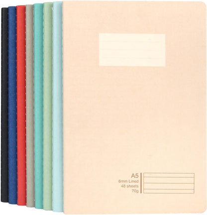 Composition Notebooks Soft Cover 8 Packs A5, College Ruled Lined Paper, 5×8.25 Inches, 96 Pages/48 Sheets Bulk Journal for School, Work, Travel, Office, Business Journaling Writing (Elegant Solid Color)