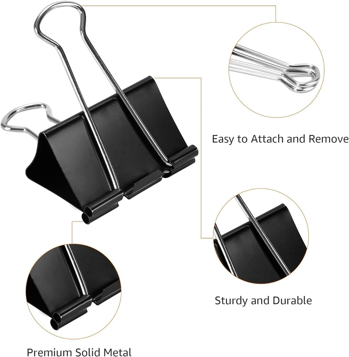 Amazon Basics Sturdy Binder Clips, Office Supplies, Small 0.75 in, Document Organizing, School Supplies, Black, 144 Count