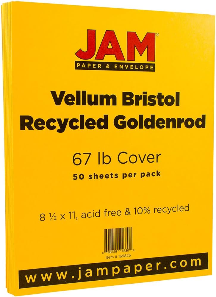 JAM PAPER Vellum Bristol 65lb Cardstock - 8.5 x 11 Coverstock - 147 gsm - Cream - 50 Sheets/Pack