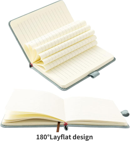 2Pack Pocket Notebook Small Notebook Journal Notebook 4 inches x 5.7 inches 200 Pages Leather Cover With Pen Holder Page Marker Ribbons(Black)