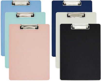 BOMEI PACK Plastic Clipboard, 6Pack Assorted Colors Office Clipboard, 12.5 x 9 Inch