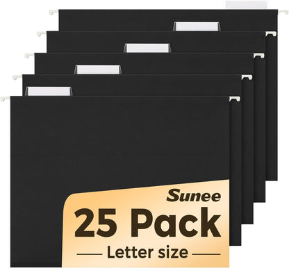 SUNEE Hanging File Folders, 25 Pack Letter Size Hanging File Folders with 1/5-Cut Tabs, Ideal for Home and Office Organization and Papers Classification, Bright Neon Pink