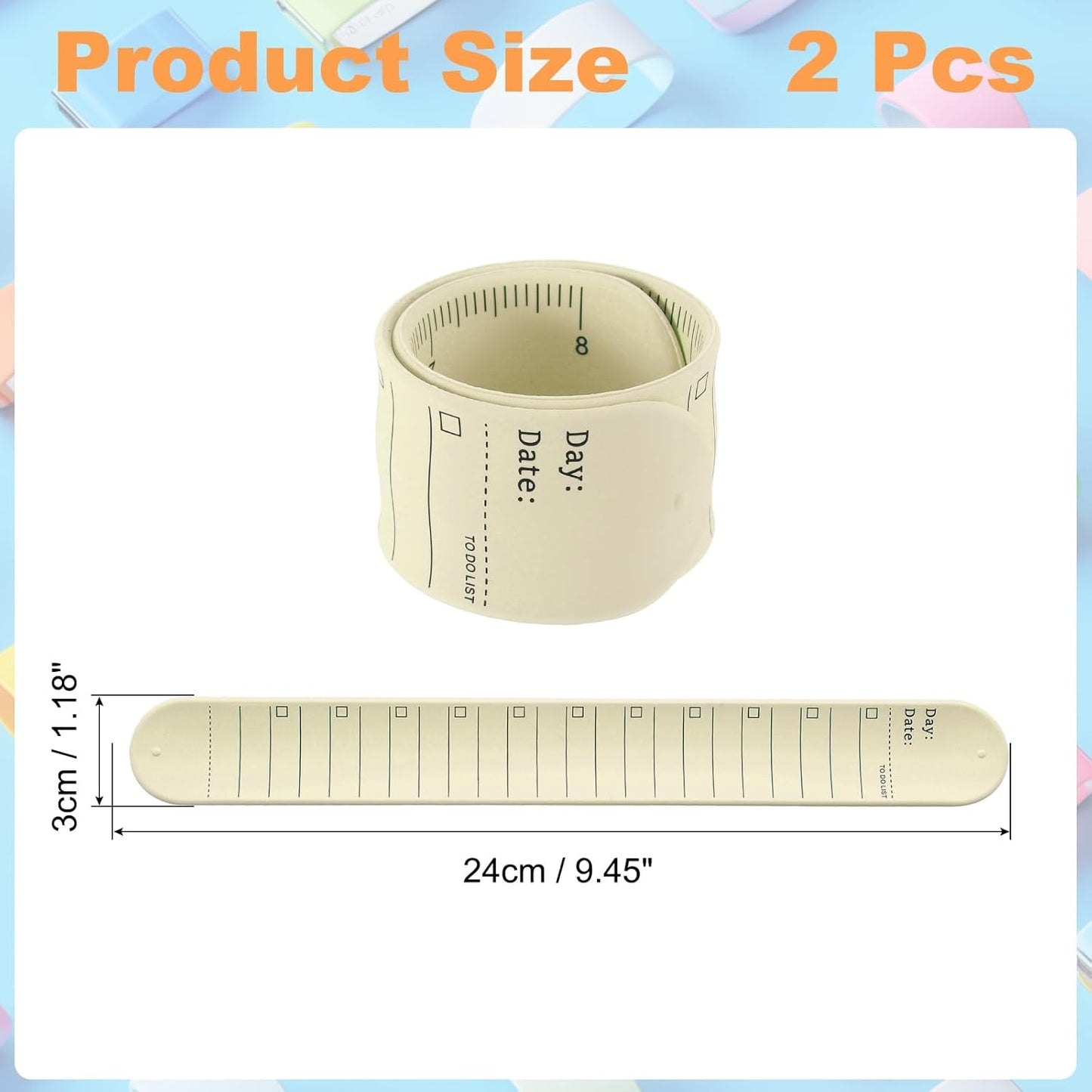 uxcell 2Pcs Writable Wrist Band, 9.45" x 1.18" Waterproof Slap Bracelet Reusable Writable Erasable to Do List Silicone Memo Wrist Bands for Planner Reminder (White)