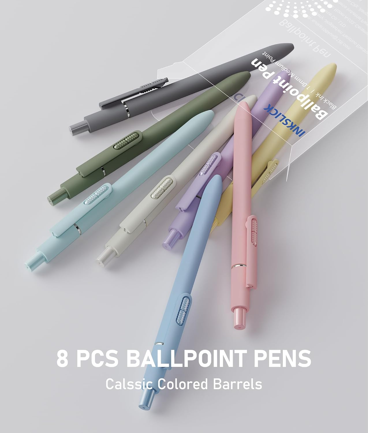 8 Pcs Black Ballpoint Pens - 1.0mm Medium Point Smooth Writing Black Ink Ball Point Pens | High-end Long Lasting Retractable Pen for School, Home, Office (Vintage-8pcs)
