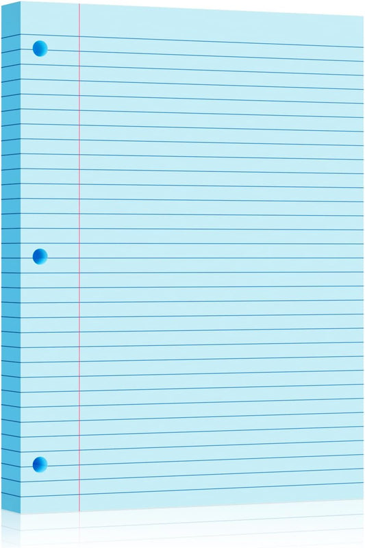 500 Sheets Loose Leaf Paper 8" x 10.5" Colored Filler Paper College Ruled 3-Hole Punched Lined Paper Notebook Paper for 3-Ring Binders Notepad Writing Note Pads Ideal for Home, School, Office