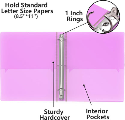 3 Ring Binder, Glitter 1 inch Binder Organizer, 8.5" x 11" Letter Size, Waterproof Fashion View Binders, Cute Binder for Office School Supplies (Pink)