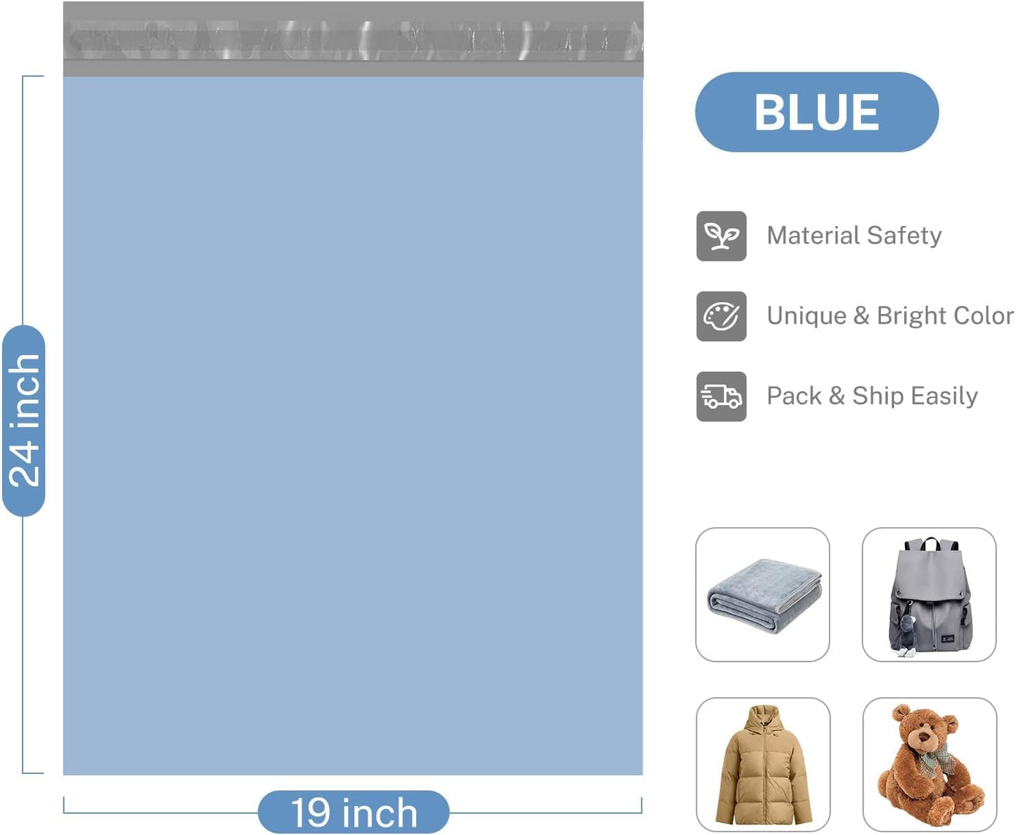 Metronic Poly Mailers 10x13 300 Pcs, Small Shipping Bags for Clothes, Shipping Envelopes for Small Business, Strong Adhensive Mailing Bags, Haze Blue
