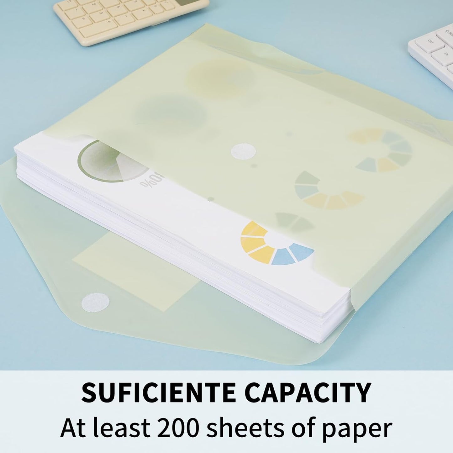 EOOUT 30 Pack 10 Color Plastic Envelopes Poly Envelopes, Hook & Loop Closure File Folders Clear Document Folders File Envelopes with Label Pocket A4 Size