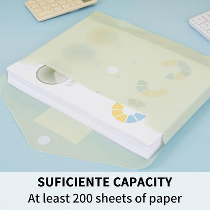 EOOUT 30 Pack 10 Color Plastic Envelopes Poly Envelopes, Hook & Loop Closure File Folders Clear Document Folders File Envelopes with Label Pocket A4 Size