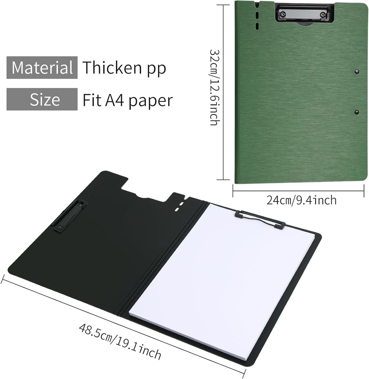 A4 Clipboard Folder,10 Pack Foldable Clipboards with Pocket for Business,Office,School or Restaurant (Black)