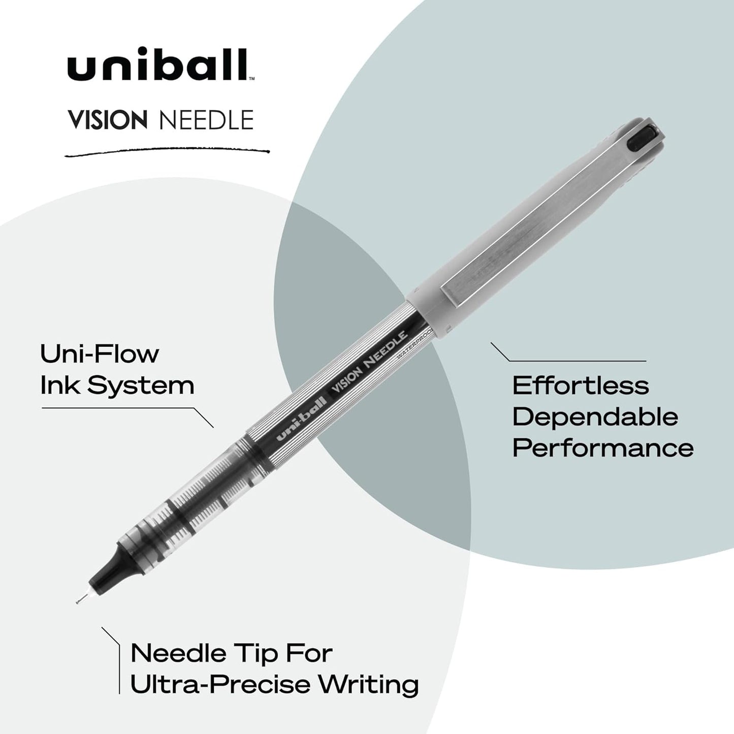uni-ball Vision Stick Roller Ball Pens, Fine Point, Black Ink, Pack of 4