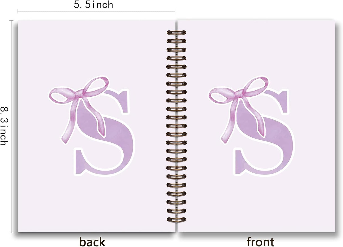 Blue Bow Journal Notebook for Girls,Initial H Journals Personalized Diary Gifts for Teen Girl Kids,Monogrammed Gifts for Women,Trendy Coquette Cute Hardcover Spiral Notebook 5.5 x 8.3 - Colors B