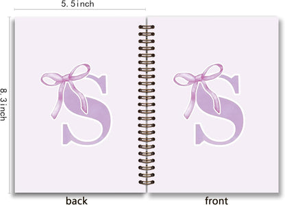 Blue Bow Journal Notebook for Girls,Initial H Journals Personalized Diary Gifts for Teen Girl Kids,Monogrammed Gifts for Women,Trendy Coquette Cute Hardcover Spiral Notebook 5.5 x 8.3 - Colors B