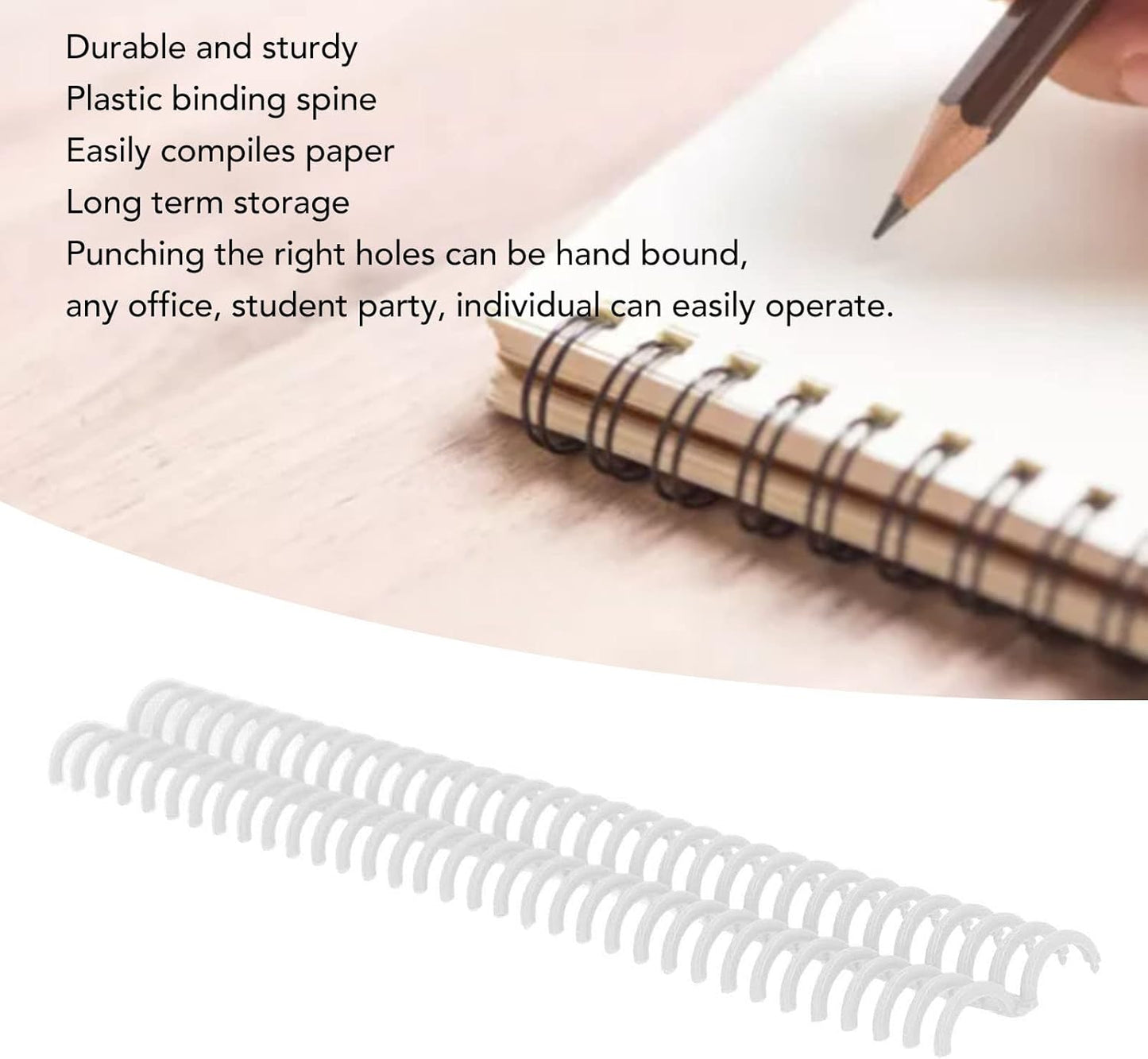 10 Pcs 15mm/0.59 in Binding Coils 32 Loop Spine for Books, Plastic Binding Rings for Manual Binding Machine, Wire Coils for Report Covers, Documents, Presentations, DIY Projects(Black)