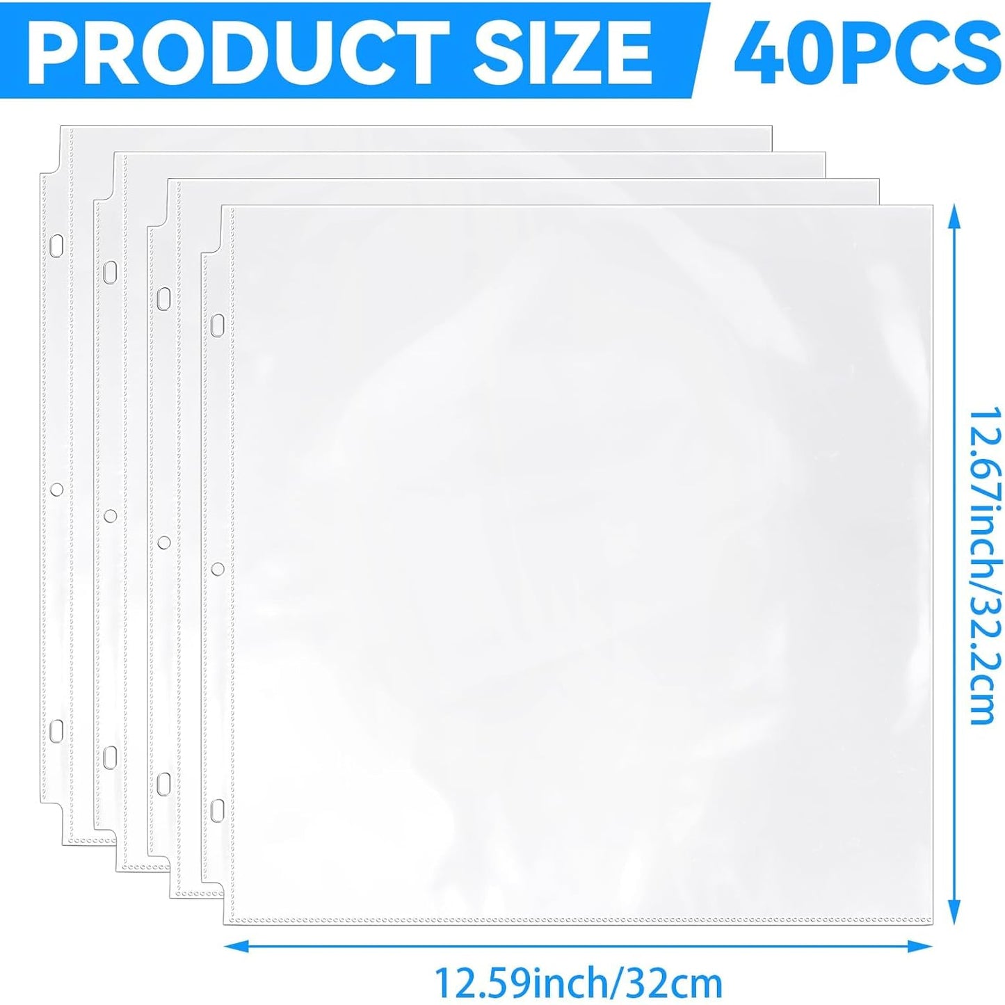 Vmiapxo 100 Pack Scrapbook Refill Pages 12x12 Inch, Clear Page Protectors Fit 3 Ring Scrapbooking Binder & 12 x 12 Photo Album, Heavyweight Plastic Protective Sleeves, Sheet Protectors