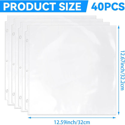 Vmiapxo 100 Pack Scrapbook Refill Pages 12x12 Inch, Clear Page Protectors Fit 3 Ring Scrapbooking Binder & 12 x 12 Photo Album, Heavyweight Plastic Protective Sleeves, Sheet Protectors