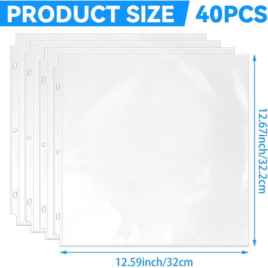 Vmiapxo 100 Pack Scrapbook Refill Pages 12x12 Inch, Clear Page Protectors Fit 3 Ring Scrapbooking Binder & 12 x 12 Photo Album, Heavyweight Plastic Protective Sleeves, Sheet Protectors