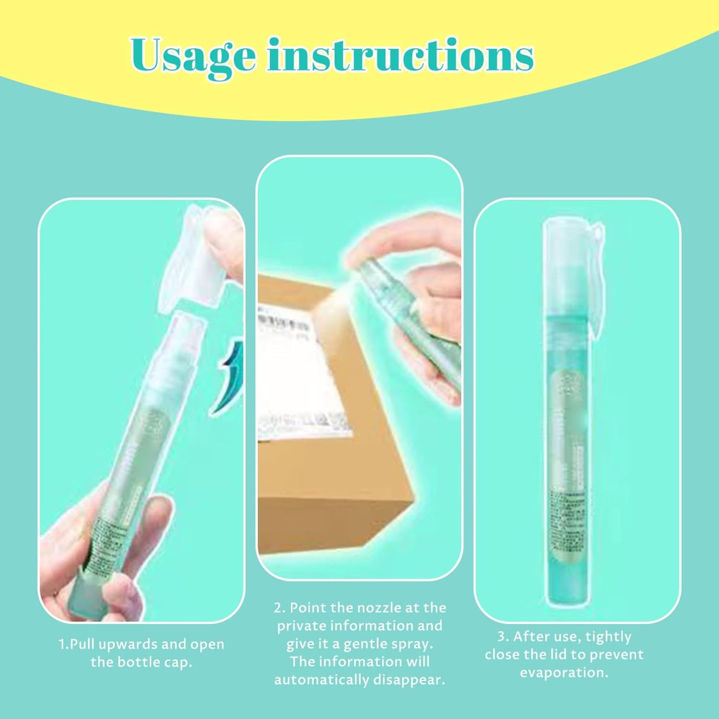 Thermal Paper Eraser Spray 4 Pack 10ml Quick Dry White Out Liquid with Lid Portable Correction Fluid for Documents Labels Packages Shipping Address Removal Ink Erasing Solution