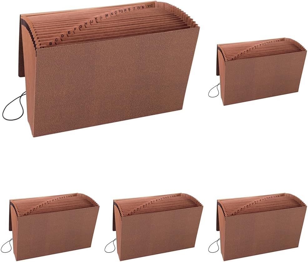Smead TUFF Expanding File, 21 Pockets, Alphabetic (A-Z), Flap and Cord Closure, Legal Size, Redrope (70320), Pack of 1