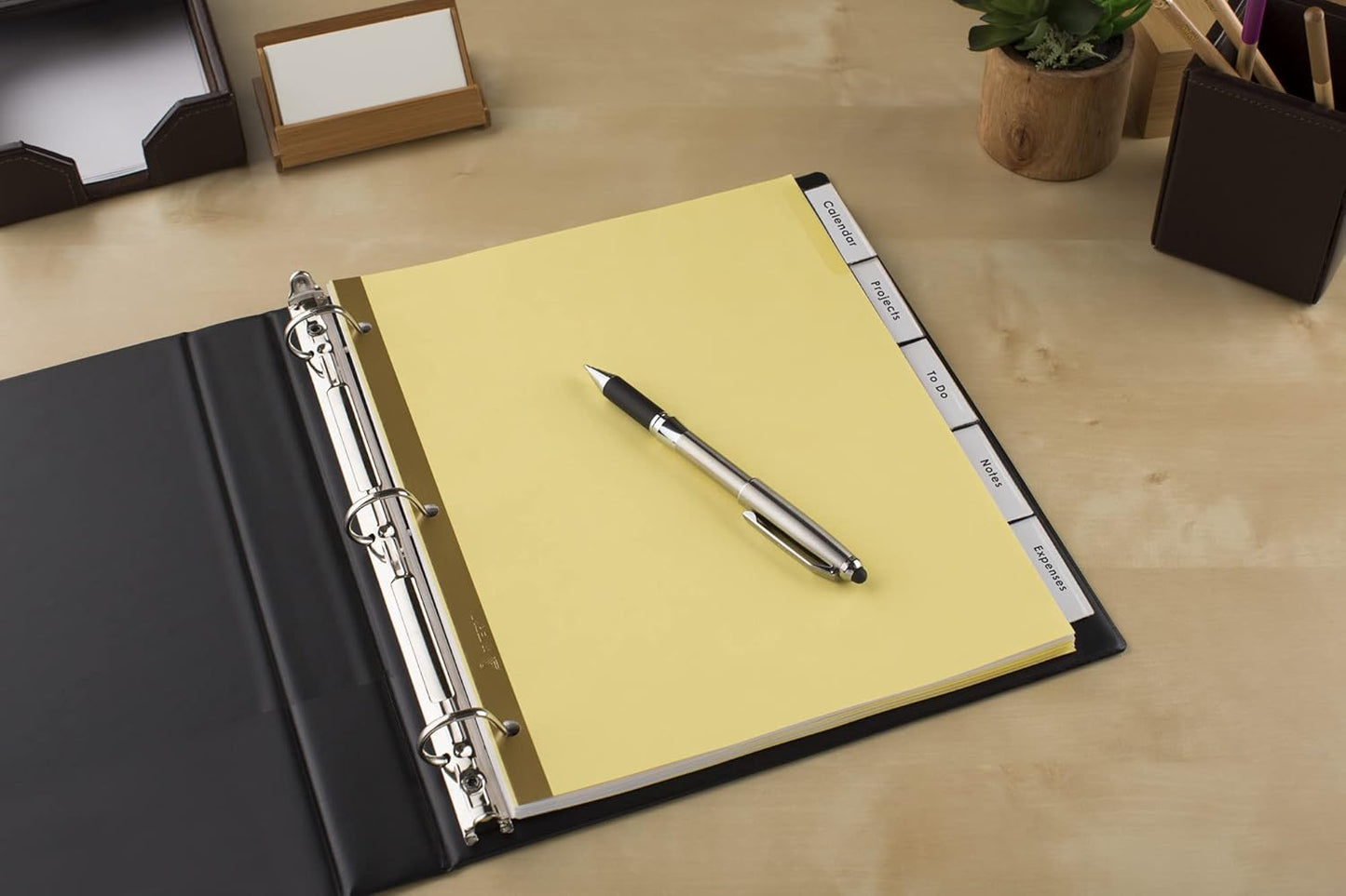Avery Insertable Dividers for 3 Ring Binder, 5-Tab Set, Clear Big Tabs, Buff Paper with Gold-Reinforced, 1 Set, Great for Organizing Projects, Reports, Finances, and More (11110)