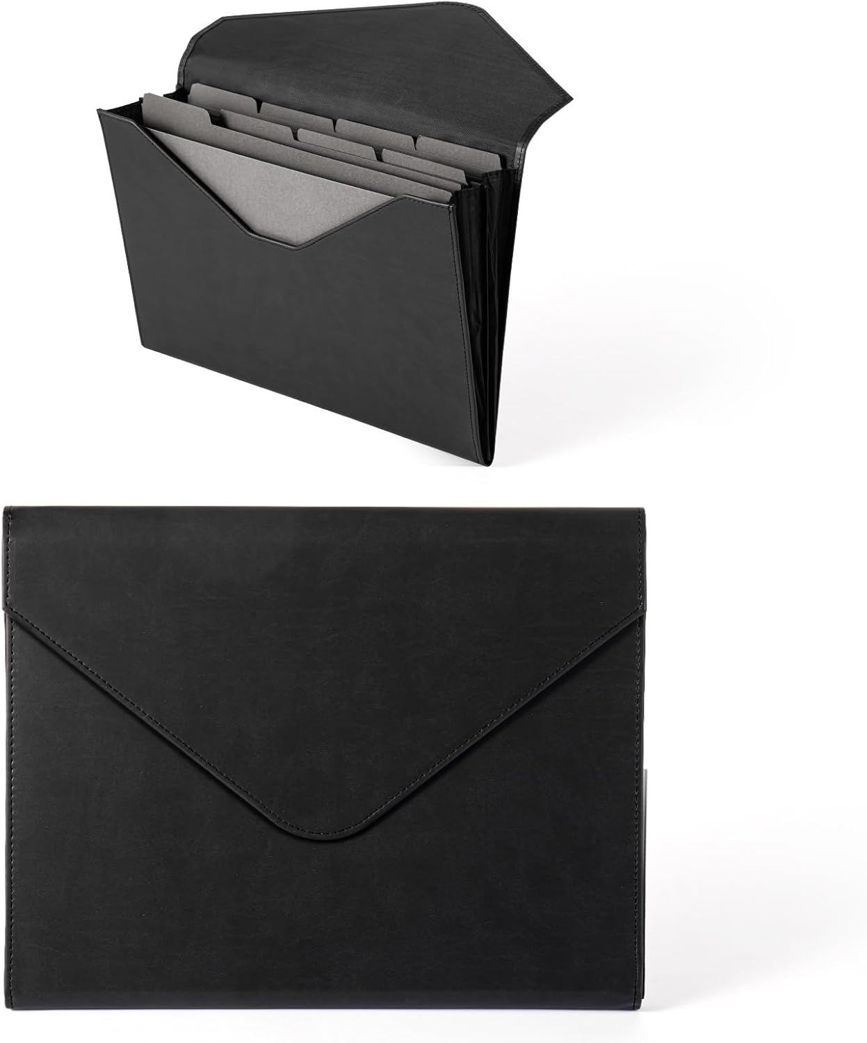 Heture PU Leather Heavy-Duty Expanding File Folder, A5/US Letter Size Document Organizer with 8 Paper File Folders, 4-1/2 Inch Expansion, Black – for Office, Auto Shop, School Paperwork.